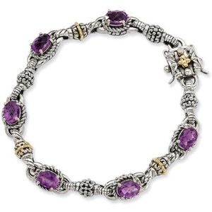 Two Tone Amethyst Bangle Bracelet